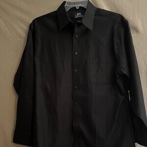 Mens Stafford Fitted Dress Shirt 34-35 Black